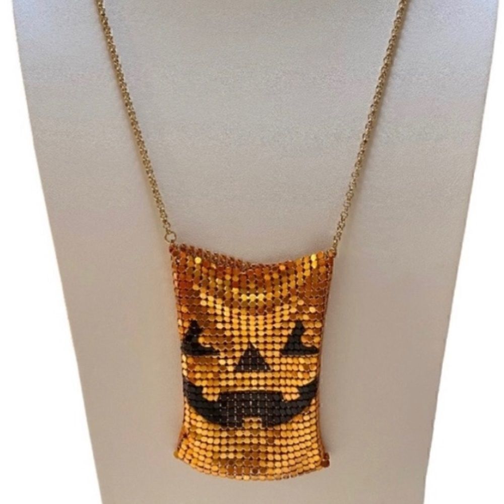 Betsey Johnson Jack O’ Lantern Chainmail Purse Necklace 🎃